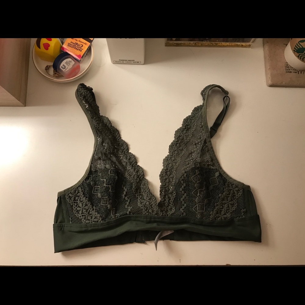Olive Green Lace Bra